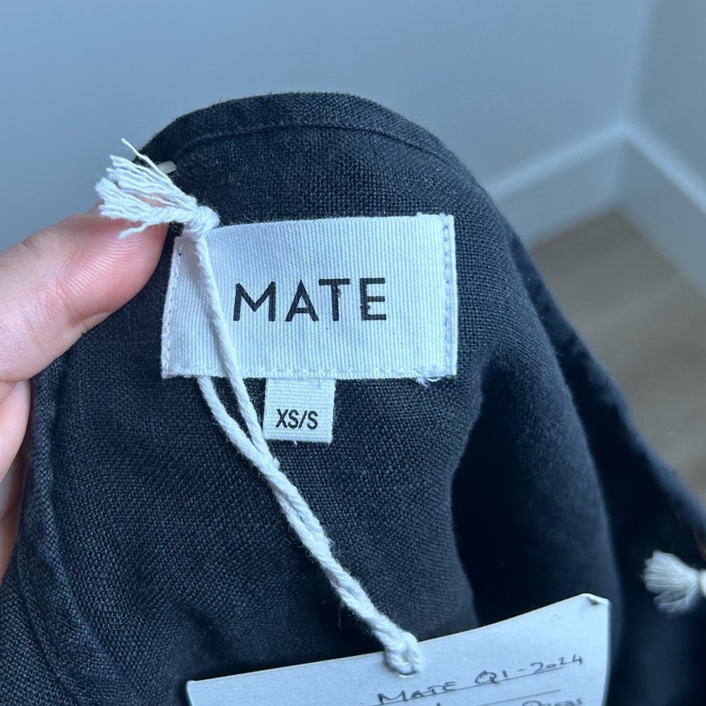 NWT MATE The Label 100% Organic Linen Black Tunic Short Sleeve Midi Dress - Picture 11 of 16